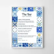 Blue Tile Lemon Baby Shower Editable Cocktail Bar Sign Italian Amalfi Coast