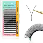 NAGARAKU YY Eyelash Extensions Supplies Y Lash Premade 4D Easy Fan Russian Volume Cluster Faux Mink Matte 12 rows Pre Fanned Wispies Crisscross Eye Lashes(0.05mm C Curl 10mm)