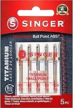SINGER 04809 Titanium Universal Ball Point Machine Needles for Knit Fabric, Assorted Sizes, 5-Count