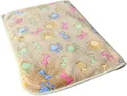 Warm Pet Mat Bone Print Cat Dog Puppy Fleece Soft Blanket Bed Cushion Brown XS