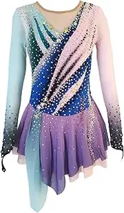 [JoyCan] Girl's Blue Purple Ice Figure Skating Dress Sparkling Competition Performance Costume
