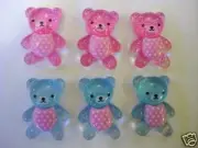 20 Baby Bear Pink & Blue Acrylic Flatback Button/Craft/Bead/Scrapbooking B113