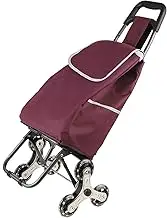 Folding Shopping Bag Cart Grocery Shopping Foldable Cart Stair Climber Shopping Trolley Cart Crystal Wheel Trolley Grocery Cart Red