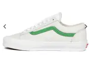 Vans Vault OG Style 36 White Leather W/ Green Stripe. NIB. Mens Sz 8 Wmns 9.5