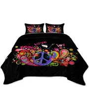 Colorful Retro Sign Peace Love and Joy Coverlet