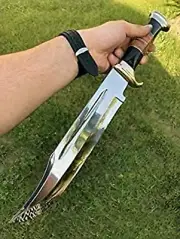 Custom Handmade 14"D2 Steel Buffalo Horn Handle Bowie Knife With Leather Sheath