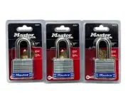 (LOT OF 3) Master Lock 3KADLF Wide Laminated Steel Pin Tumbler Padlock