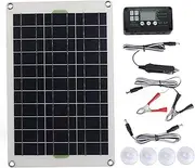 50W 12V/24V Solar Panel Kit, Monocrystalline Solar Panel Starter Kit with 30A Solar Charge Controller & Solar Cables for Home, RV, Boat, Marine, Caravan, Camper, Off Grid System
