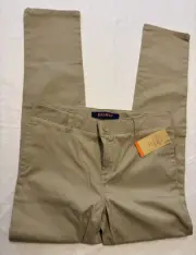 NWT French Toast Girls Uniform Pants Khaki Flat Front Pull On Skinny Size 18