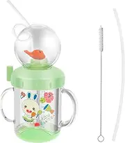 Drinking Cup with Whale Squirt 220ml Kids Water Cup with Fun Portable Leakproof Straw Sippy Cup with Straw and Straw Brush Drinking Bottle for Kid Home Outdoor
