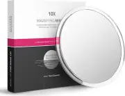Magnifying Mirror with Suction Cups - Triple Suction Cup Stick on Mirror with 10