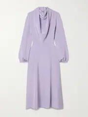 [Adam Lippes] Adam Lippes - Blythe Draped Silk-crepe Midi Dress - Lilac - US8 US 8 Purple