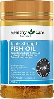 Healthy Care Triple Strength Fish Oil Capsules - High Potency Omega-3 for Heart, Joint, and Brain Health - Premium Quality Dietary Supplement - 150 Capsules