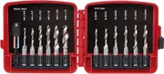 NEIKO 10059A Combination Drill and Tap Bit Set with Quick Change Adapter, 13 Piece, SAE (6-32NC to 1/4-20NC) and Metric Drill Bit Set (M3 to M10), Metric Tap Set