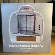 Diner Jukebox Tabletop Bluetooth Speaker Chrome Plated Retro Silver - NEW