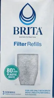 BRITA Refillable Water Filtration System Filter Refills 3 Count - NEW