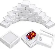 Kigley 30 Pcs Gemstone Display Box Jewelry Box Container with Clear Top Lids Bulk 1.57'' x 0.6'' for Gems Diamond Coins Gift Packing Ring Home Shop (White)