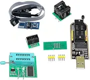1Set CH341A 24 25 Series EEPROM Flash BIOS USB Programmer+SOIC8 SOP8 Test Clip+SPI Flash 1.8V Adapter+SOP8 SOIC8 to DIP8 Adapter Socket Converter