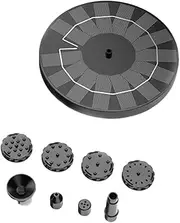 1.0W 190L/H Solar Powered Fountain Pool Floatings Fountain Small Garden Pool Parks Landscape Fountain with 6 Nozzles Black