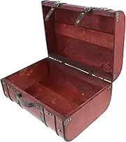 HAMPPLIES 1Pc Vintage Wooden Storage Chest with Handle Rustic Treasure Box for Party Decoration and Home Organization Wear Resistant Ornament for Layouts