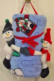 CHRISTMAS CHILD'S SNOWMEN BLANKET ROLL WITH SNOWMAN TOYS NEW