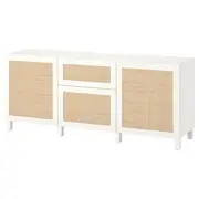 BESTÅ storage combination with drawers, white Studsviken/Stubbarp/white poplar, 180x42x74 cm