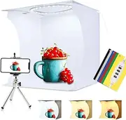 [PULUZ] 31cm Ring Light Photo Studio Light Box, Adjustable Portable Photography Shooting Light Tent Kit with White/Warm/Soft Lighting 80pcs LED Lights + 6 Backdrops for Product Display