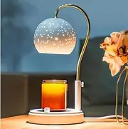 CULOTOL Candle Warmer Lamp, Dimmable Candle Warmer Lantern with Timer, Compatible with Candle Small & Large Jar Candles, Top Candle Lamp with 2 Light Bulbs (White Starry Sky)