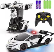 NEW Remote Control Police Car Transform Toys Car Robot Flashing Lights, 2.4Ghz