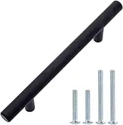 Amazon Basics Euro Bar Cabinet Handle (1.2 cm Diameter), 16.2cm Length (10.1 Centimeter Hole Center), Flat Black, 10-Pack