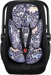 Pea Pod Infant Car Seat Insert 2-in-1 Baby Car Seat Head & Body Support for Newborn Girl Reversible 3 Layer Warm Preemie Carseat Stroller Cushion Headrest with Soft Minky Dot Fabric, Cute Dinosuar