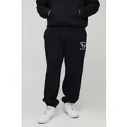 Mens Black Plus Cross Print Oversized Joggers
