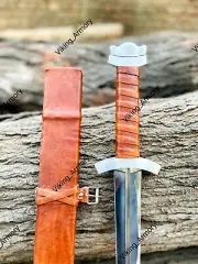 Hand Forged Carbon Steel Viking Sword Battle Ready Sword Medieval Sword+Scabbard