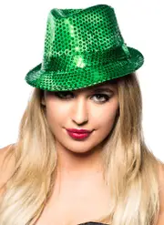 Sequined Green Gangster Fedora Costume Hat