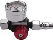 Atelierate 1Pc 1/4 inch Mini Air Regulator Valve Tool Small Tail Pressure Gauge 48 x 60mm With Nozzle For Tool