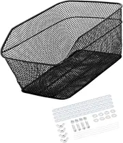 Oshhni Bike Rear Basket Bicycle Cargo Rack Basket Metal Mesh Heavy Duty Mountain Bike Storage Basket for Road Bike Sports Equipment