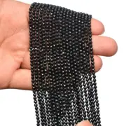 2MM Genuine Black Spinal Micro Faceted Round Gemstone 5 Strands Loose Beads 12"