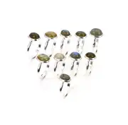 WHOLESALE 10PC 925 SOLID STERLING SILVER LABRADORITE RING LOT B806