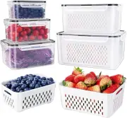 5-Piece Leakproof Fruit Storage Containers with Colander - Microwave Safe