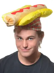 Hot Dog Plush Novelty Food Hat