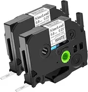 NineLeaf 2 Roll Black on White Heat Shrink Tubes Label Tape Compatible for Brother P-Touch HSe-211 HSe211 HS211 HS-211 for PT1100 PTP700 PTP750W Label Maker - 5.8mm (0.23inch) x 1.5m (4.92ft)