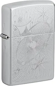 Zippo Windproof Lighter - Nostalgia/Vintage - Auto Engrave Satin Chrome - Refillable - Reusable - Windproof Design - Gift Box - Made in USA