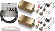 EMG 81 + 85 BRUSHED GOLD HUMBUCKER SET SHORT SHAFT POTS & WIRING ( FENDER 18FT )