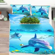 3D Blue Dolphin 298 Bed Pillowcases Quilt King Size