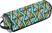 [sanluoli] Hair Tools Travel Bag and Heat Resistant Mat with Zipper Large Hair Straigheners Travel Case Summer Geometric Blue Travel Essentials for Women