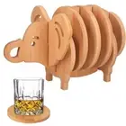 Tabletop Protection Multi Wood Tray Coasters with Holder Set Decorative