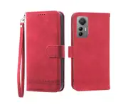 Flip Leather Wallet Case for Xiaomi 12 Pro/12S Pro - Red