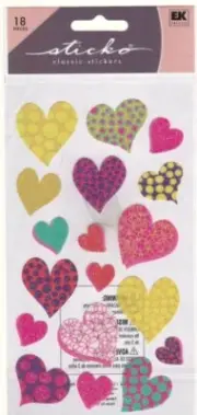 Sticko Valentine's Day heart glitter stickers planner supply papercraft Craft
