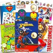 Superhero Tattoos for Boys Ultimate Bundle ~ 300 Pcs Super Hero Temporary Tattoos for Kids Birthday Party Favors | Marvel Avengers Batman Superman TMNT Power Rangers Transformers