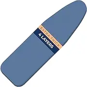 Ironing Board Cover and Pad Extra Thick Heavy Duty Padded 4 Layers, Silver Coated Ironing Board Cover, Non Stick Scorch and Stain Resistant Standard Size 15x54 inch with Elasticized Edges (Blue)